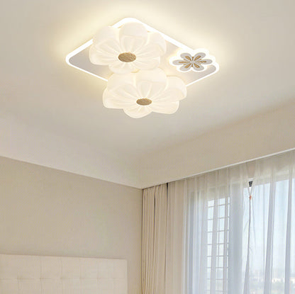 مصباح سقف LED بتصميم مستطيل من مادة البولي إيثيلين على شكل زهرة بتصميم عصري لغرفة المعيشة