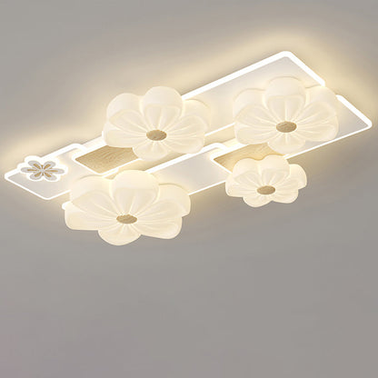 مصباح سقف LED بتصميم مستطيل من مادة البولي إيثيلين على شكل زهرة بتصميم عصري لغرفة المعيشة