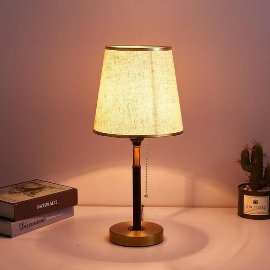 Contemporary Simplicity Fabric Round Shade Hardware 1-Light Table Lamp For Bedroom