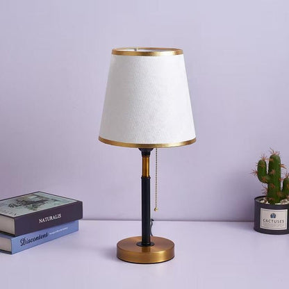 Contemporary Simplicity Fabric Round Shade Hardware 1-Light Table Lamp For Bedroom