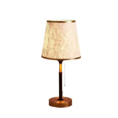 Contemporary Simplicity Fabric Round Shade Hardware 1-Light Table Lamp For Bedroom