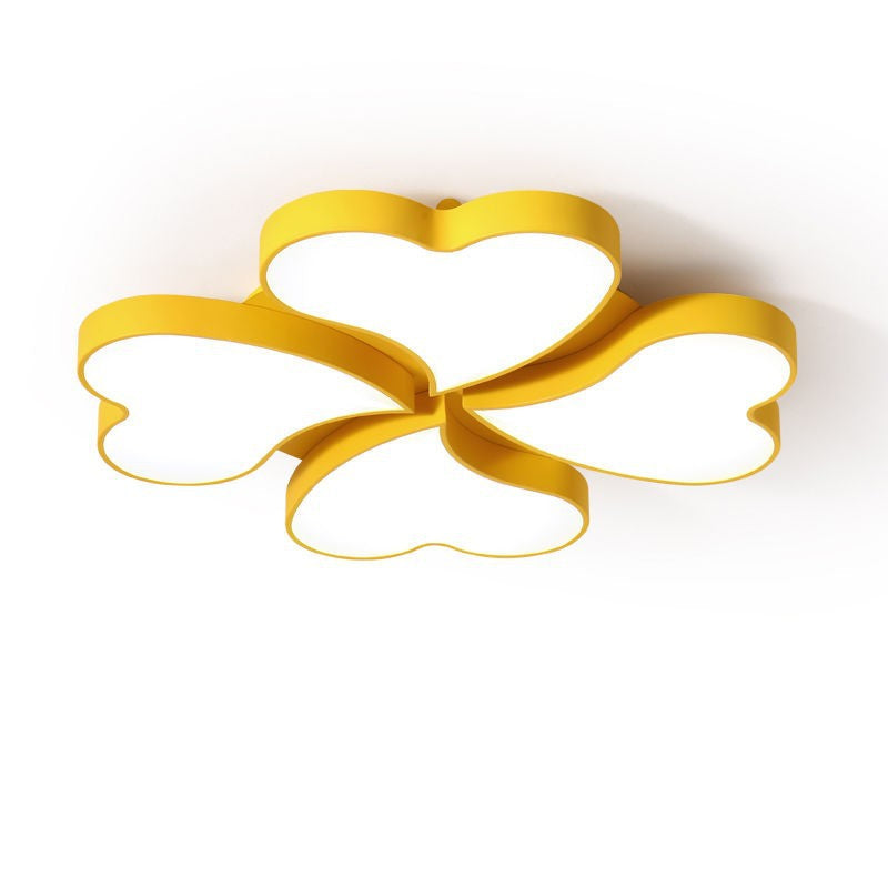 Contemporary Creative Four Leaf Heart Acrylic Shade Hardware LED Flush Mount Ceiling Light For Living Room
