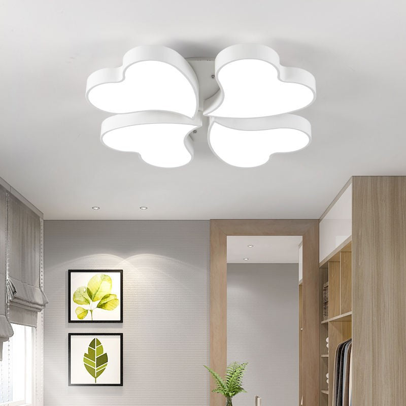 Contemporary Creative Four Leaf Heart Acrylic Shade Hardware LED Flush Mount Ceiling Light For Living Room