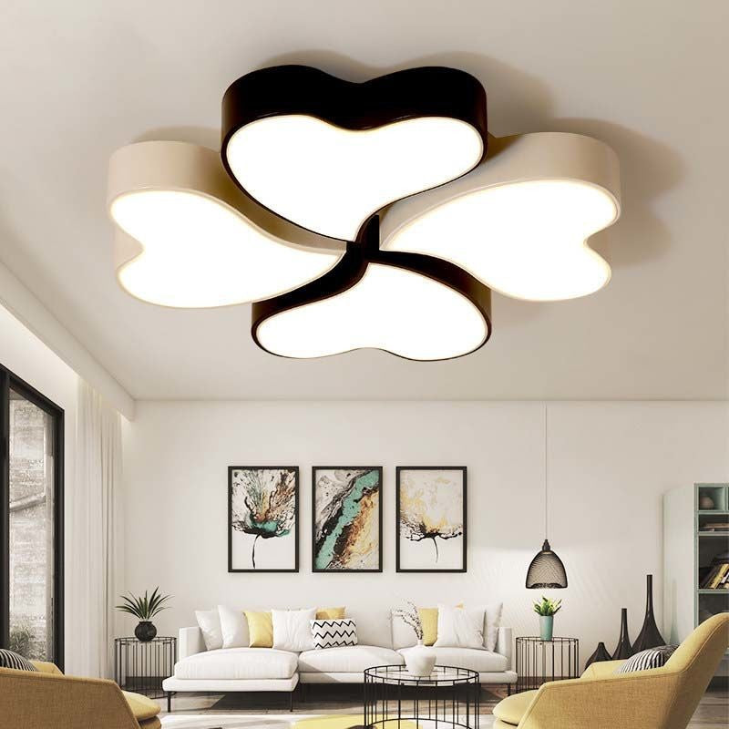 Contemporary Creative Four Leaf Heart Acrylic Shade Hardware LED Flush Mount Ceiling Light For Living Room