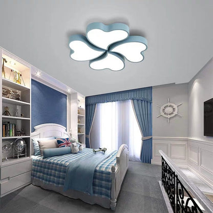 Contemporary Creative Four Leaf Heart Acrylic Shade Hardware LED Flush Mount Ceiling Light For Living Room