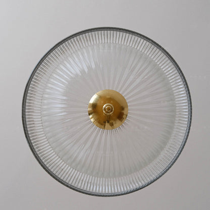 Contemporary Industrial Ribbed Glass Funnel Shade Iron 1-Light Pendant Light For Bedroom