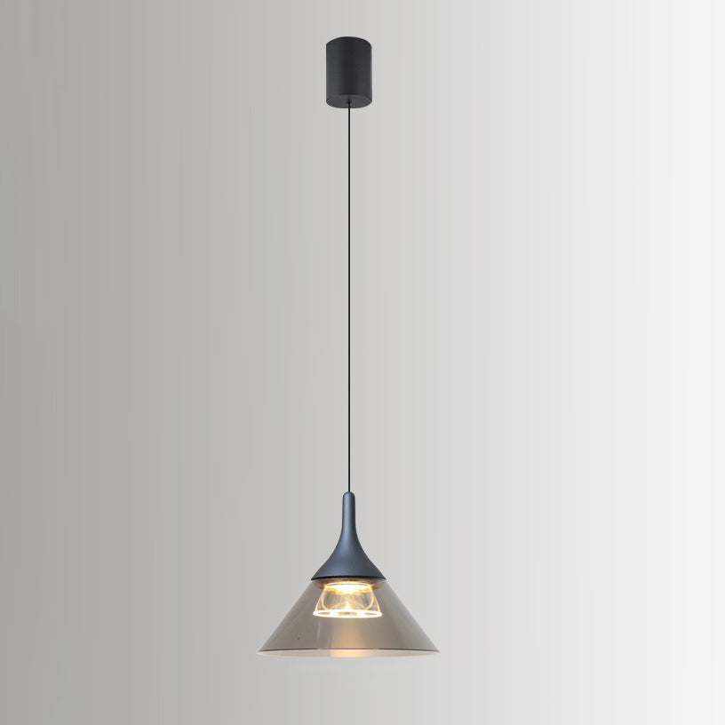 Contemporary Scandinavian Aluminum Acrylic Conical Shade Liftable LED Pendant Light For Living Room
