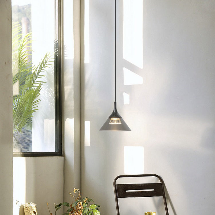 Contemporary Scandinavian Aluminum Acrylic Conical Shade Liftable LED Pendant Light For Living Room