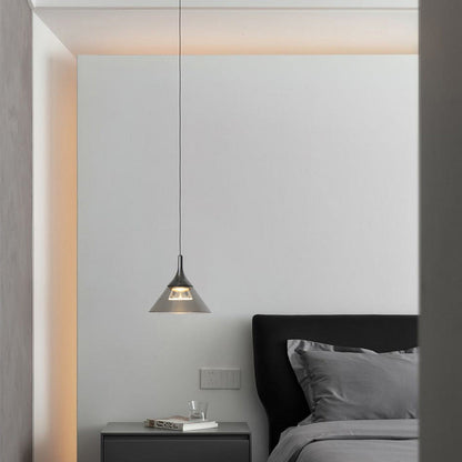 Contemporary Scandinavian Aluminum Acrylic Conical Shade Liftable LED Pendant Light For Living Room