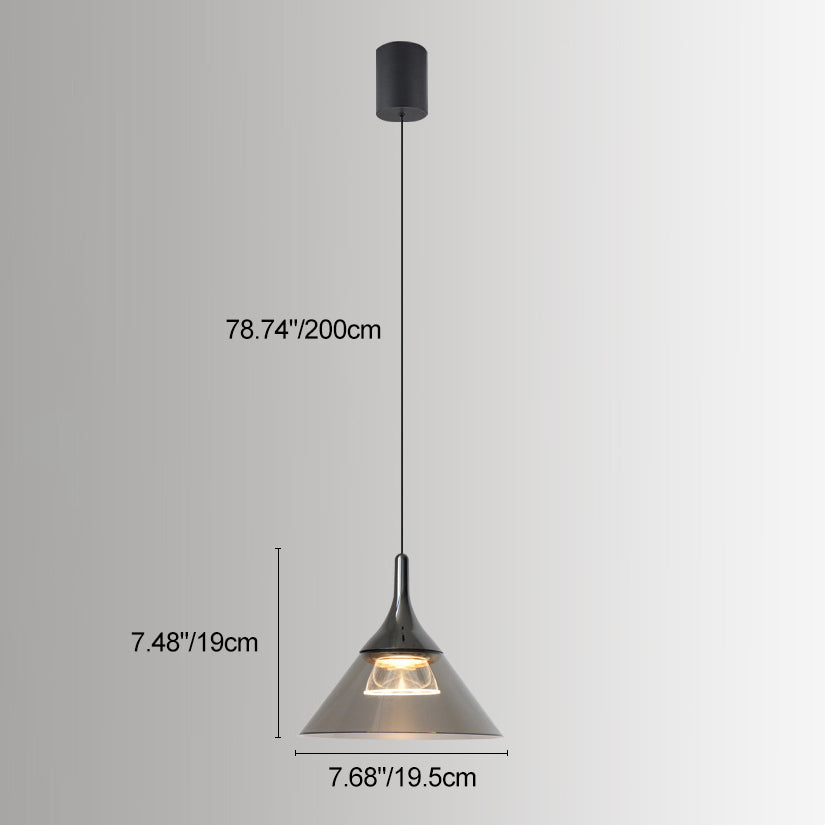 Contemporary Scandinavian Aluminum Acrylic Conical Shade Liftable LED Pendant Light For Living Room