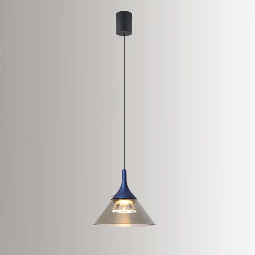 Contemporary Scandinavian Aluminum Acrylic Conical Shade Liftable LED Pendant Light For Living Room