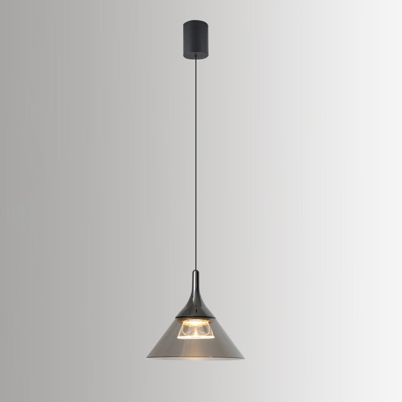 Contemporary Scandinavian Aluminum Acrylic Conical Shade Liftable LED Pendant Light For Living Room