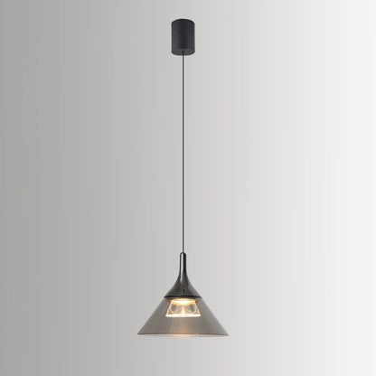 Contemporary Scandinavian Aluminum Acrylic Conical Shade Liftable LED Pendant Light For Living Room