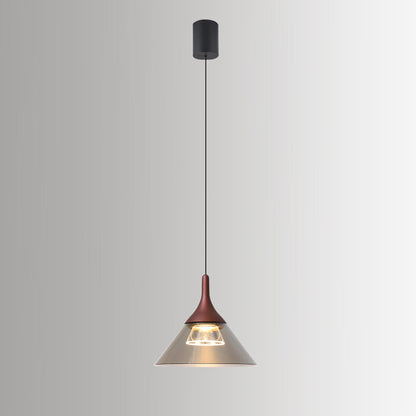 Contemporary Scandinavian Aluminum Acrylic Conical Shade Liftable LED Pendant Light For Living Room