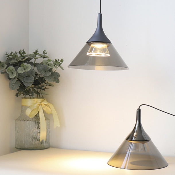 Contemporary Scandinavian Aluminum Acrylic Conical Shade Liftable LED Pendant Light For Living Room