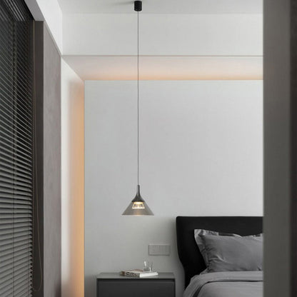 Contemporary Scandinavian Aluminum Acrylic Conical Shade Liftable LED Pendant Light For Living Room