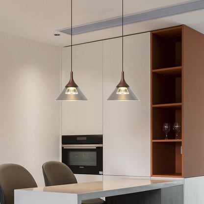 Contemporary Scandinavian Aluminum Acrylic Conical Shade Liftable LED Pendant Light For Living Room