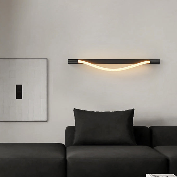 Modern Minimalist Arc Silicone Woven Fiber Strip Stainless Steel LED Wall Sconce Lamp For Bedroom
