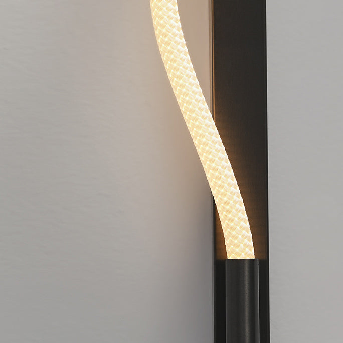 Modern Minimalist Arc Silicone Woven Fiber Strip Stainless Steel LED Wall Sconce Lamp For Bedroom