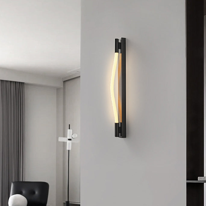 Modern Minimalist Arc Silicone Woven Fiber Strip Stainless Steel LED Wall Sconce Lamp For Bedroom