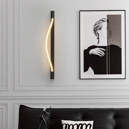 Modern Minimalist Arc Silicone Woven Fiber Strip Stainless Steel LED Wall Sconce Lamp For Bedroom