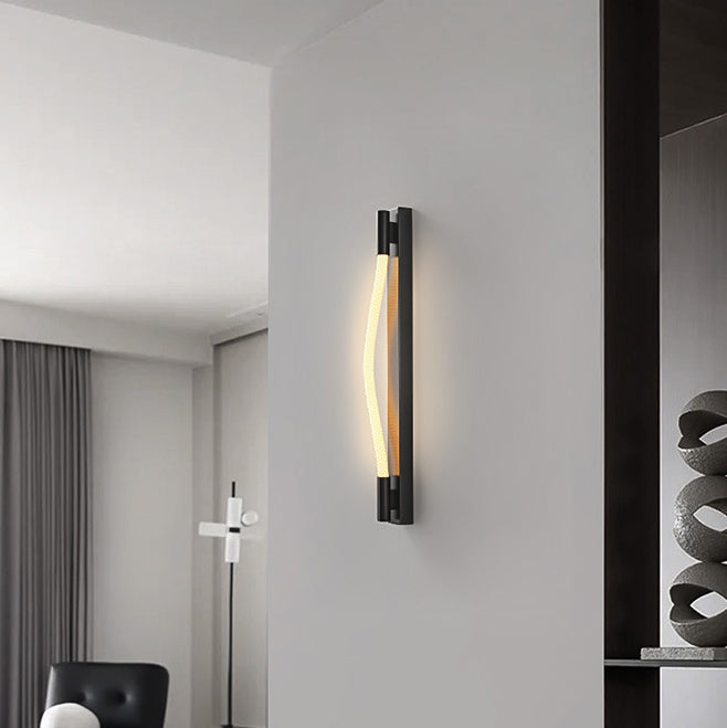 Modern Minimalist Arc Silicone Woven Fiber Strip Stainless Steel LED Wall Sconce Lamp For Bedroom