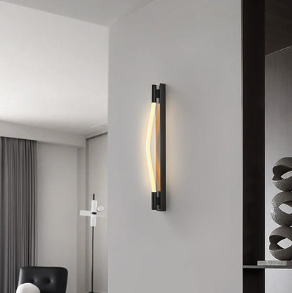 Modern Minimalist Arc Silicone Woven Fiber Strip Stainless Steel LED Wall Sconce Lamp For Bedroom