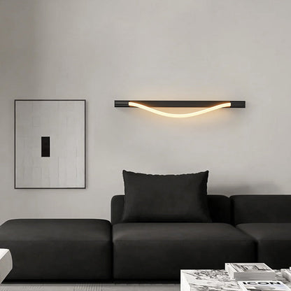 Modern Minimalist Arc Silicone Woven Fiber Strip Stainless Steel LED Wall Sconce Lamp For Bedroom