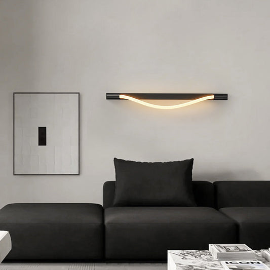 Modern Minimalist Arc Silicone Woven Fiber Strip Stainless Steel LED Wall Sconce Lamp For Bedroom