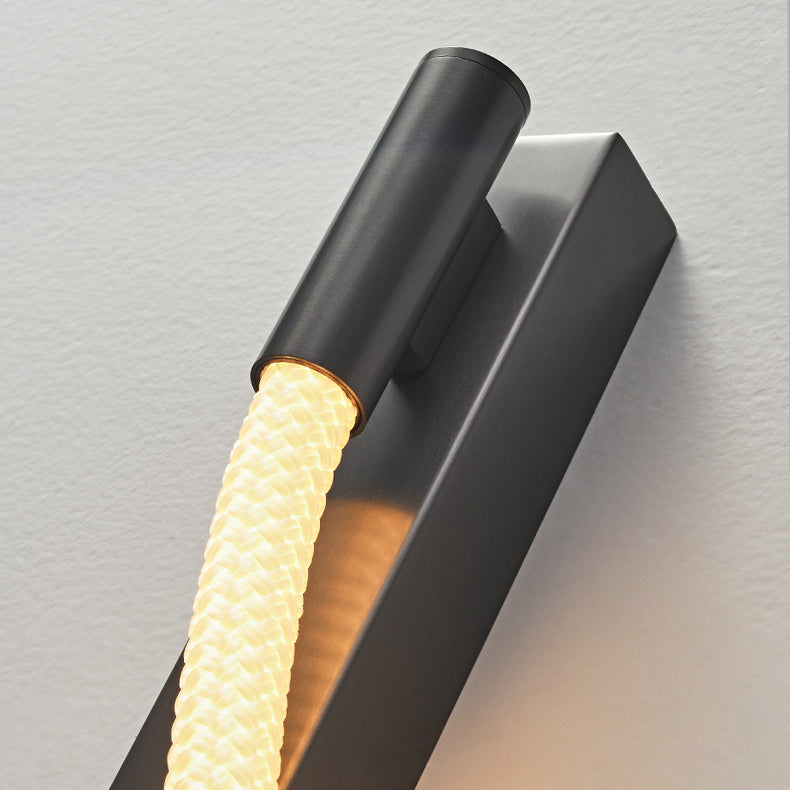 Modern Minimalist Arc Silicone Woven Fiber Strip Stainless Steel LED Wall Sconce Lamp For Bedroom