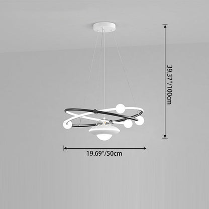 Contemporary Creative Crystal Planet Spacecraft Hardware Acrylic LED Pendant Light For Living Room