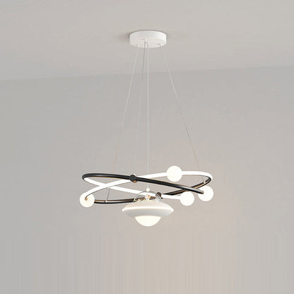 Contemporary Creative Crystal Planet Spacecraft Hardware Acrylic LED Pendant Light For Living Room