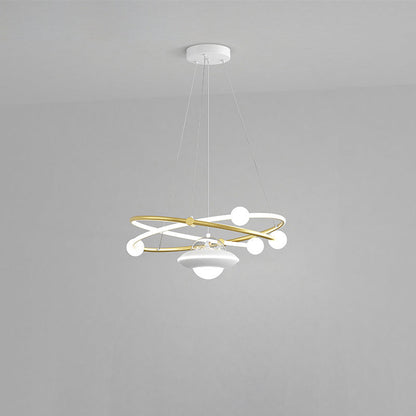 Contemporary Creative Crystal Planet Spacecraft Hardware Acrylic LED Pendant Light For Living Room