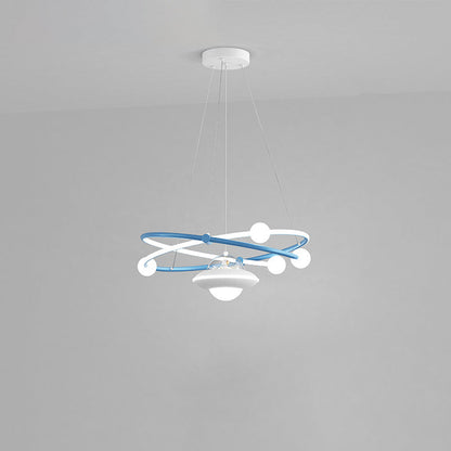 Contemporary Creative Crystal Planet Spacecraft Hardware Acrylic LED Pendant Light For Living Room