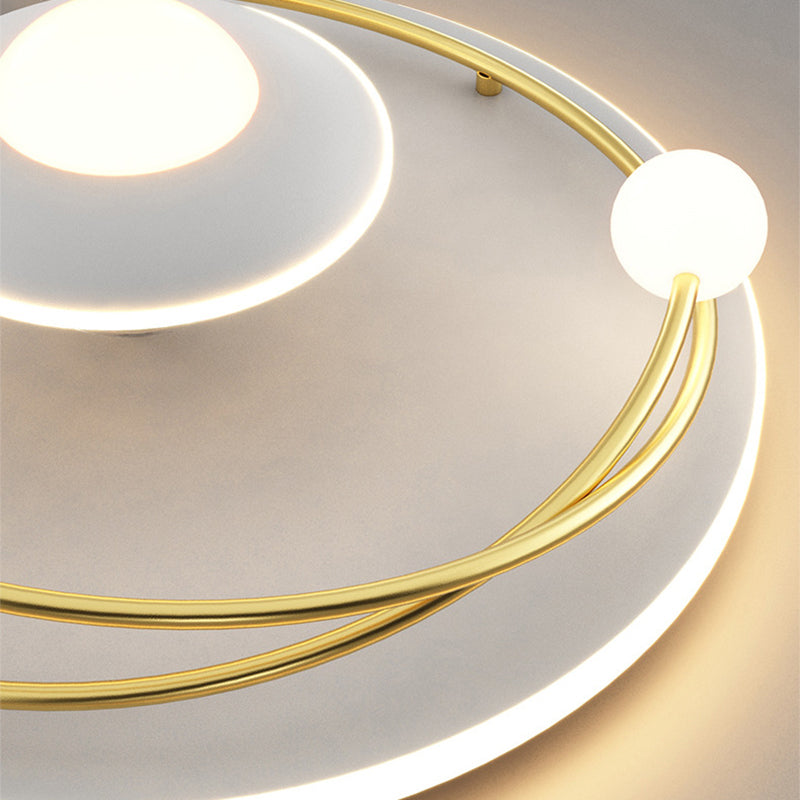 Contemporary Creative Crystal Planet Spacecraft Hardware Acrylic LED Pendant Light For Living Room