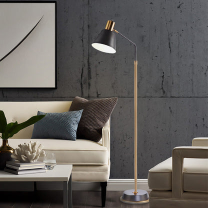 Contemporary Scandinavian Hardware Conical Shade 1-Light Standing Floor Lamp For Bedroom