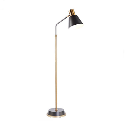 Contemporary Scandinavian Hardware Conical Shade 1-Light Standing Floor Lamp For Bedroom
