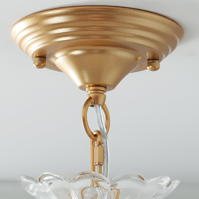 Contemporary Retro Glass Round Shade Crystal Iron 1-Light Pendant Light For Bedroom