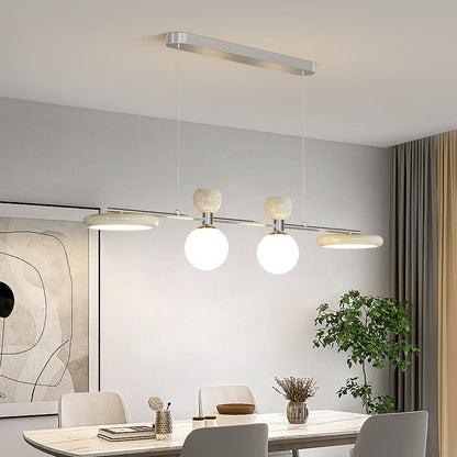 Traditional French Iron PE Globe Shade LED Island Light Pendant Light For Living Room