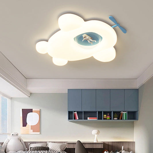 Contemporary Creative Cartoon Airplane LLDPE Hardware LED Flush Mount Ceiling Light For Living Room