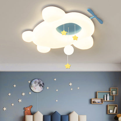 Contemporary Creative Cartoon Airplane LLDPE Hardware LED Flush Mount Ceiling Light For Living Room