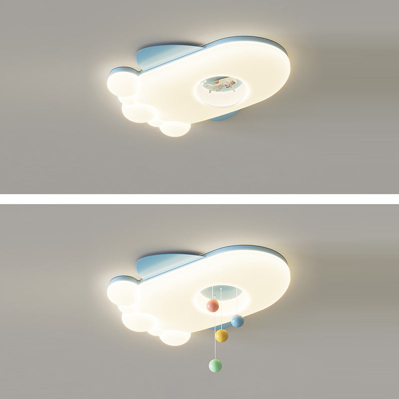 Contemporary Creative Cartoon Airplane LLDPE Hardware LED Flush Mount Ceiling Light For Living Room