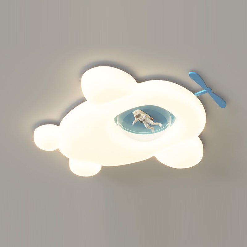 Contemporary Creative Cartoon Airplane LLDPE Hardware LED Flush Mount Ceiling Light For Living Room