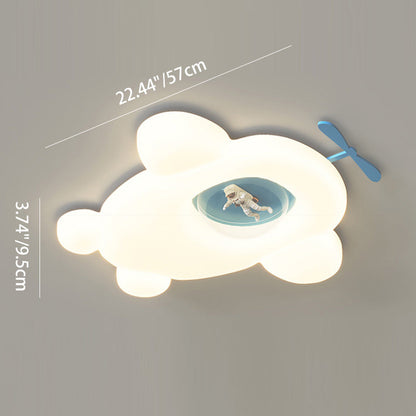 Contemporary Creative Cartoon Airplane LLDPE Hardware LED Flush Mount Ceiling Light For Living Room