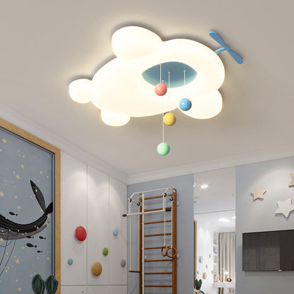 Contemporary Creative Cartoon Airplane LLDPE Hardware LED Flush Mount Ceiling Light For Living Room