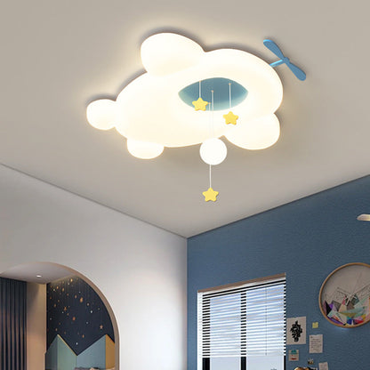 Contemporary Creative Cartoon Airplane LLDPE Hardware LED Flush Mount Ceiling Light For Living Room