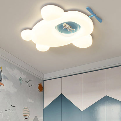 Contemporary Creative Cartoon Airplane LLDPE Hardware LED Flush Mount Ceiling Light For Living Room