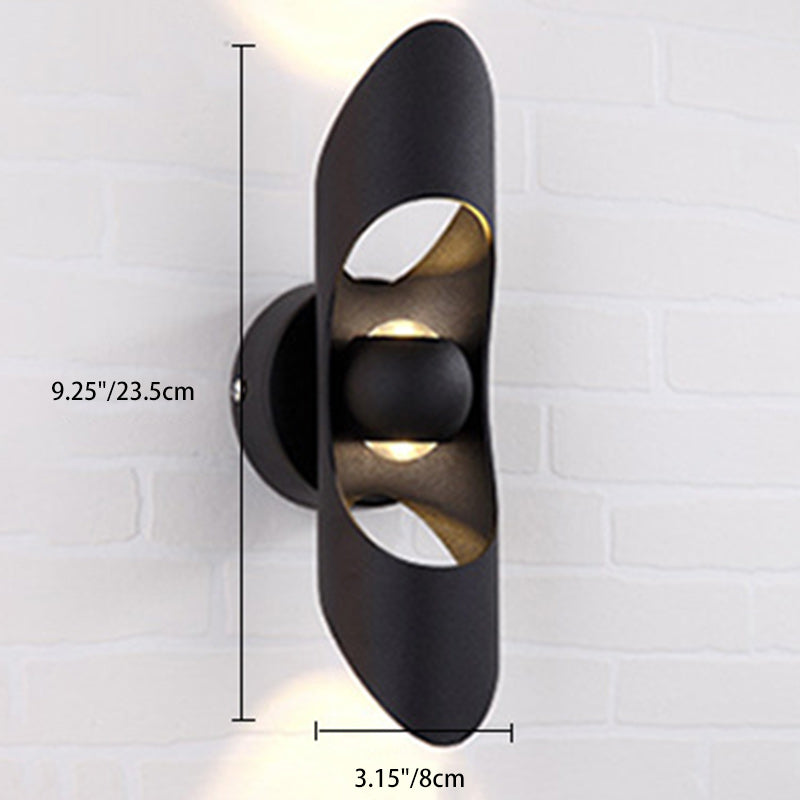 Modern Minimalist Cylinder Hollow Aluminum Up And Down Illuminated LED Wall Sconce Lamp For Bedroom