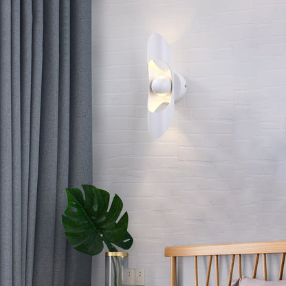 Modern Minimalist Cylinder Hollow Aluminum Up And Down Illuminated LED Wall Sconce Lamp For Bedroom