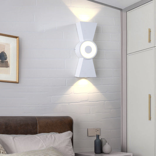 Modern Minimalist Aluminum Hourglass Shade Up And Down Illuminated LED Wall Sconce Lamp For Bedroom